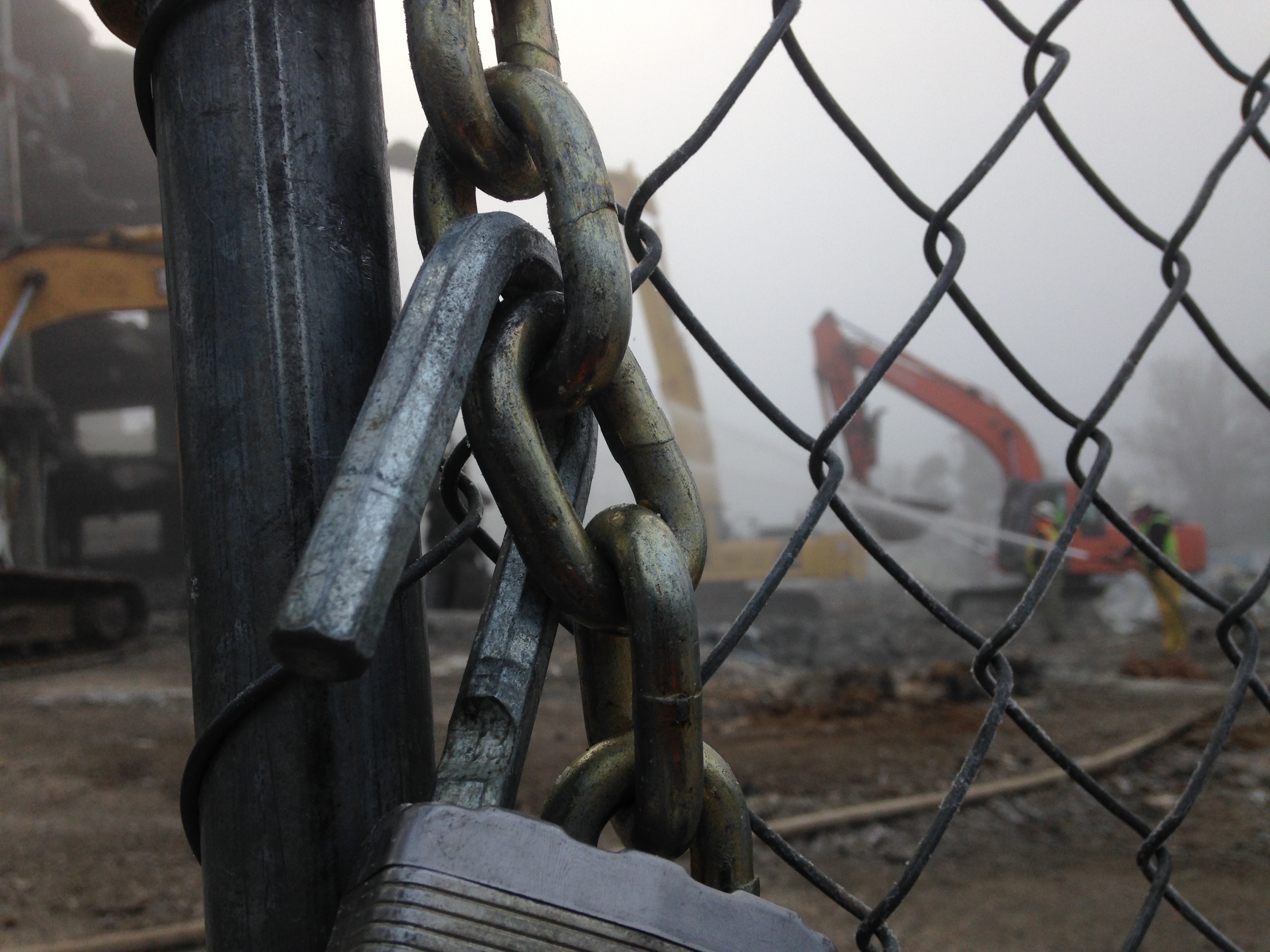 Chain link fence surrounding the site