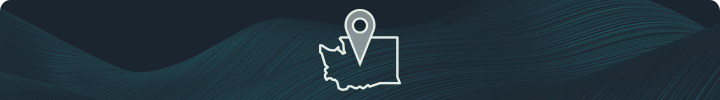 State of Washington icon over abstract funding background
