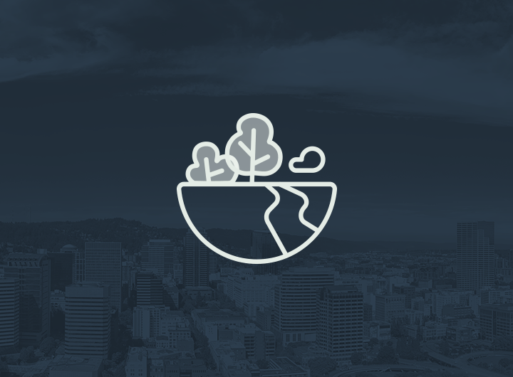 Icon with trees, river, and clouds