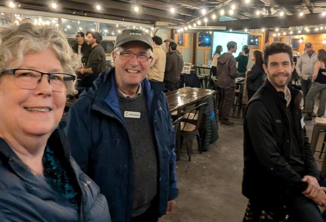 David, Allison, and their son at the Sustainability Social Hour in Bellingham